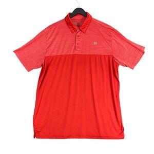Three Sixty Six Polo Performance Mens L Red Striped Colorblock Golf Short Sleeve